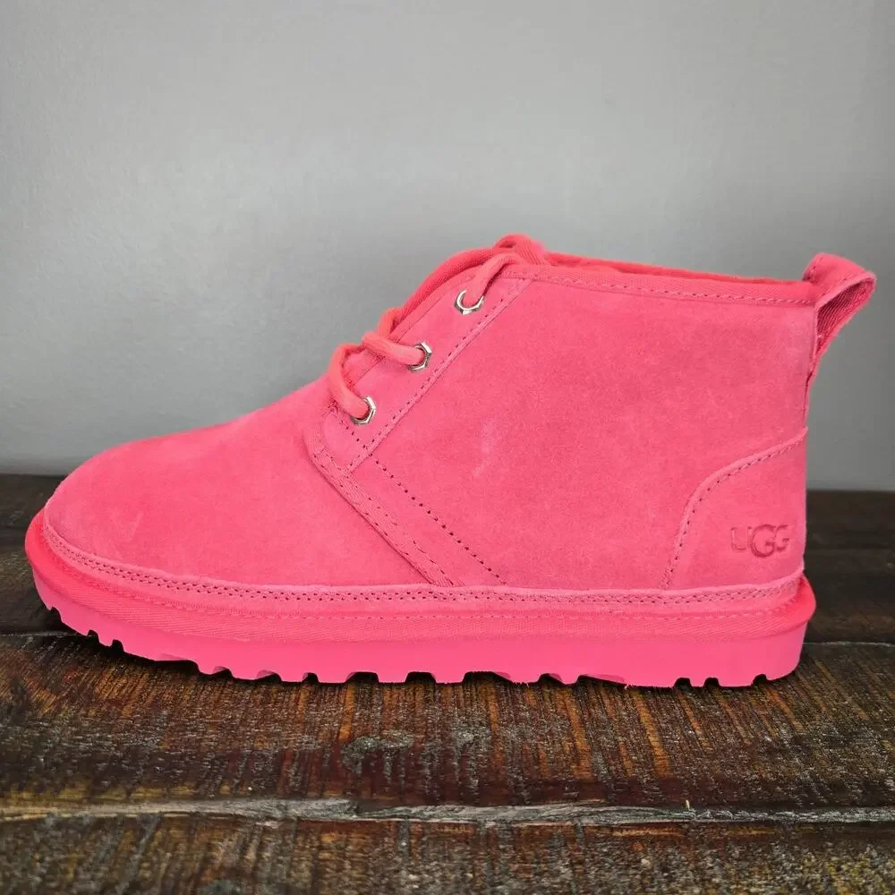 NEW UGG Neumel Womens Size 7 Fuzzy Warm Chukka Boots Shoes Slippers Pink
